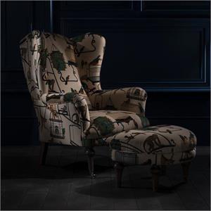 Crawford Wing Chair Dual Fabric